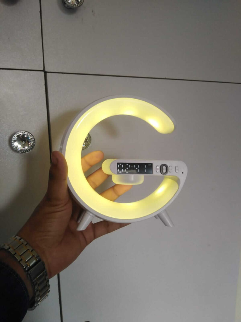 G-Shape Table Lamp with Wireless Charger and Alarm Clock - Image 3